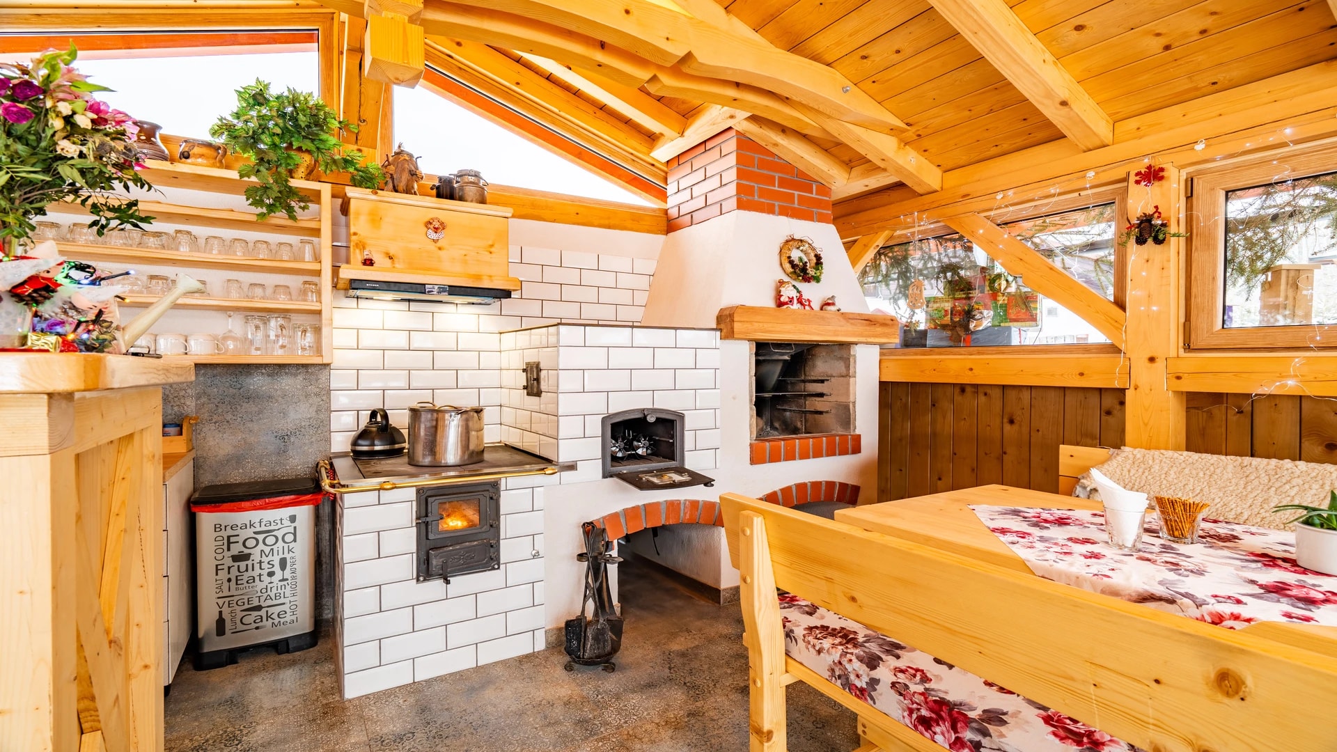 Zimní pergola s výhledem na hory