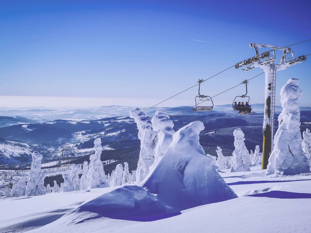 Ski areál Horní Domky - nahoru a dolu